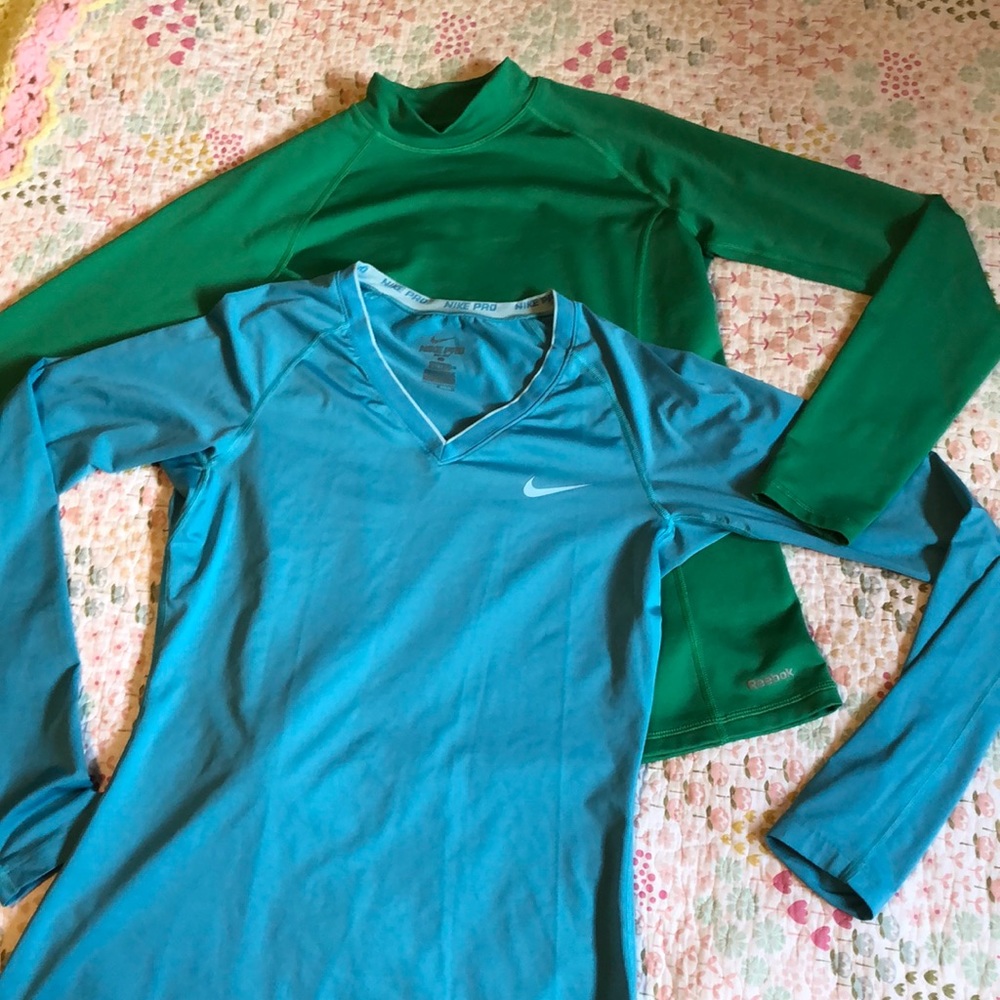 1 Nike dry fit & 1 Reebok play dry long slv shirts